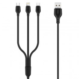 Cavo XO 3in1 ricarica rapida MicroUsb Type C Lightning 1mtBk