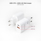 Caricatore da muro Nanocable USB-C/PD + USB-A/QC 20W Bianco Caricatore da muro Nanocable USB-C/PD + USB-A/QC 20W Bianco