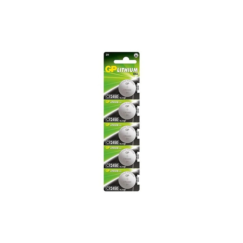 Batterie a bottone al litio CR2450 da 3V GP Lithium Conf.5pz Batterie a bottone al litio CR2450 da 3V GP Lithium Conf.5pz