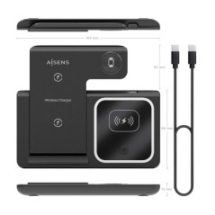 Caricabatterie wireless USB-C 3 in 1 Aisens da 15 W