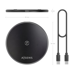Caricatore Wireless Aisens 15 W USB-C Protocollo Qi Nero