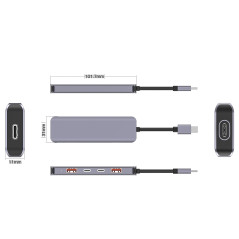 HUB 5IN1 10GBS USB-C A 2XUSB-A 3.2+2X USB-C 3.2+USB-C PD100W