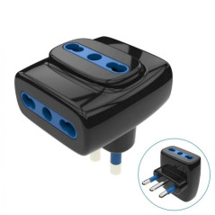 Adattatore presa tripla 16A/250V Max 1500W Nero