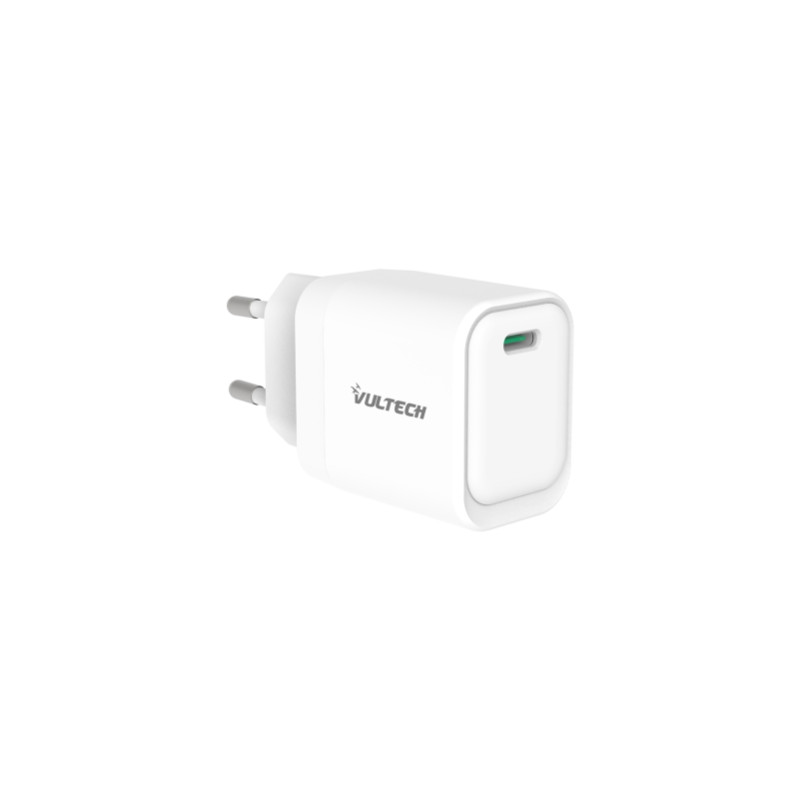 Caricatore da rete Vultech 1 porta USB-C GaN 45W PPS Bianco