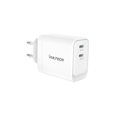 Caricatore da rete Vultech 2 porte Type-C GaN 45W PPS Bianco