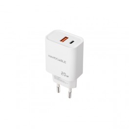 Caricatore da muro Nanocable USB-C PD USB-A QC 20W Bianco