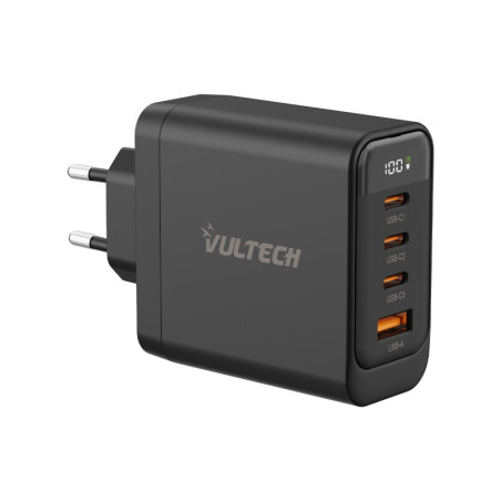 Caricatore da rete Vultech 100W 3 Type-C+1 USB GaN Display