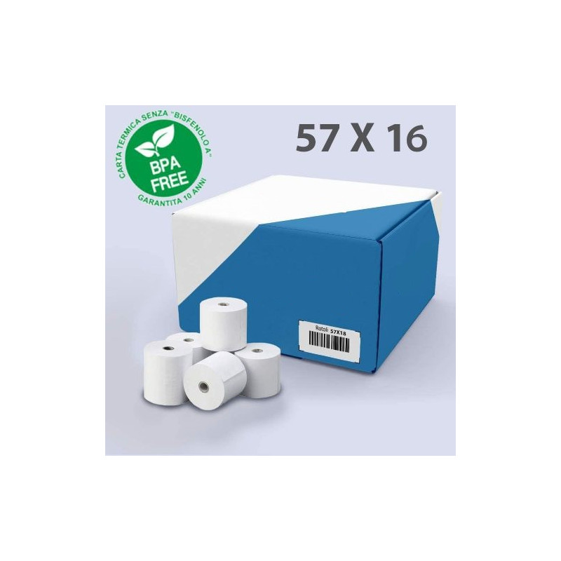 Carta termica rotolo 57x16 per POS 10 Rotoli Carta termica rotolo 57x16 per POS 10 Rotoli
