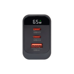 Caricatore da rete Vultech 2Type-C 1USB GaN 65W con Display