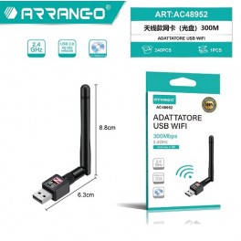 ADATTATORE USB WIFI AC48952 300MBs 2,4GHz USB 2 0 Ant 2dBi