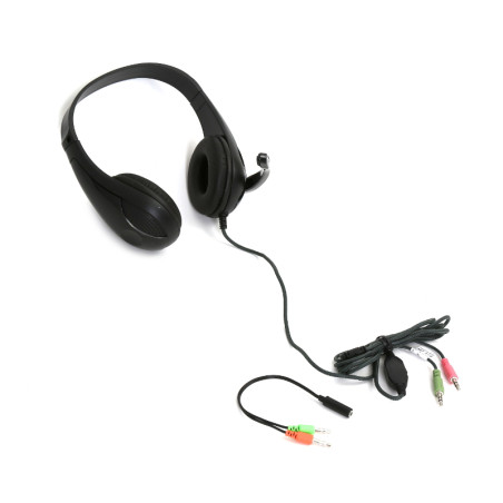 Cuffie Stereo HI-FI con microfono + adattatore 2-1 Nero