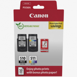 Multipack Cartucce Canon PG-510 CL-511 2970B017 carta 10x15 Multipack Cartucce Canon PG-510 CL-511 2970B017 carta 10x15