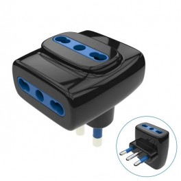 Adattatore presa tripla 16A 250V Max 1500W Nero
