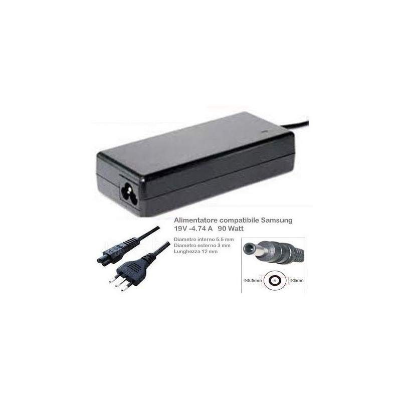 Alimentatore per Notebook Samsung -19V 4,74A - 90W Alimentatore per Notebook Samsung -19V 4,74A - 90W
