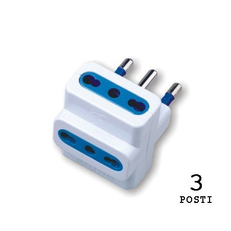 Adattatore presa tripla 16A/250V Max 1500W