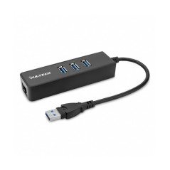 Hub 3 porte USB Vultech 3 0   1 porta RJ45 Gigabit 5 Gbps