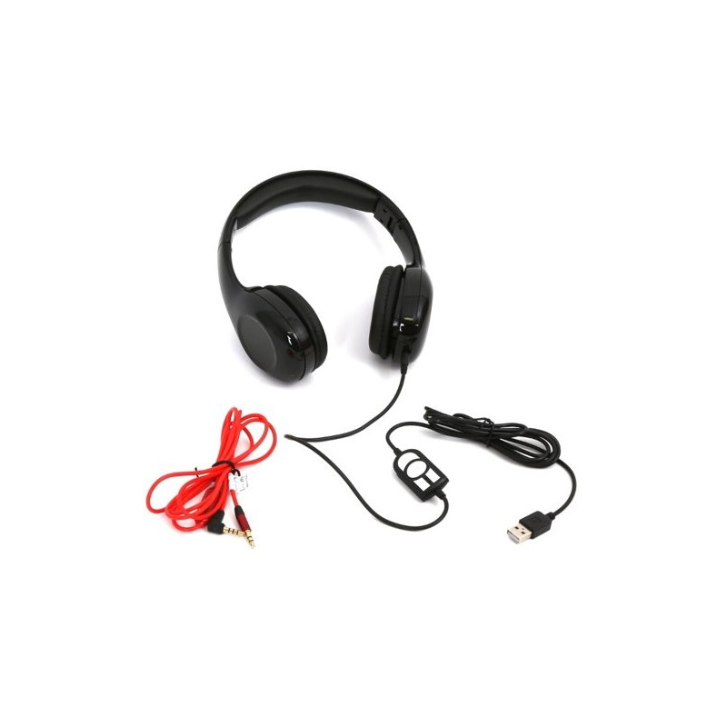 Cuffie stereo con microfono pieghevoli mini jack+USB Nero