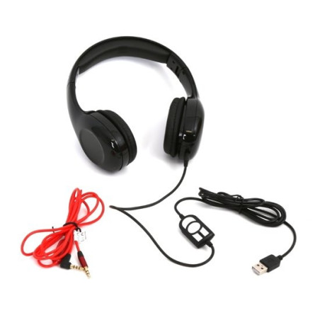 Cuffie stereo con microfono pieghevoli mini jack USB Nero