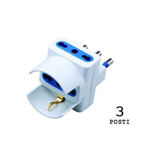 Adattatore presa tripla con schuko 16A 250V Max 1500W