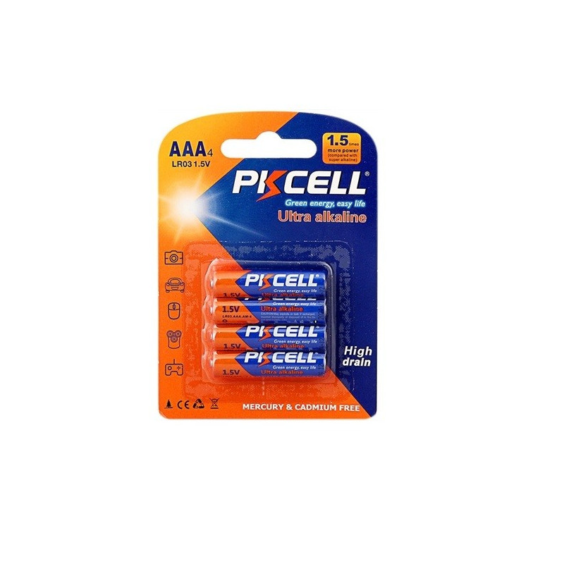 Batterie alkaline PKCELL AAA LR03 1.5V Ultra