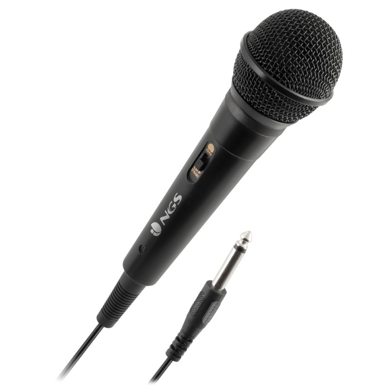 Microfono da karaoke NGS con cavo 3mt jack 6.3 black Microfono da karaoke NGS con cavo 3mt jack 6.3 black