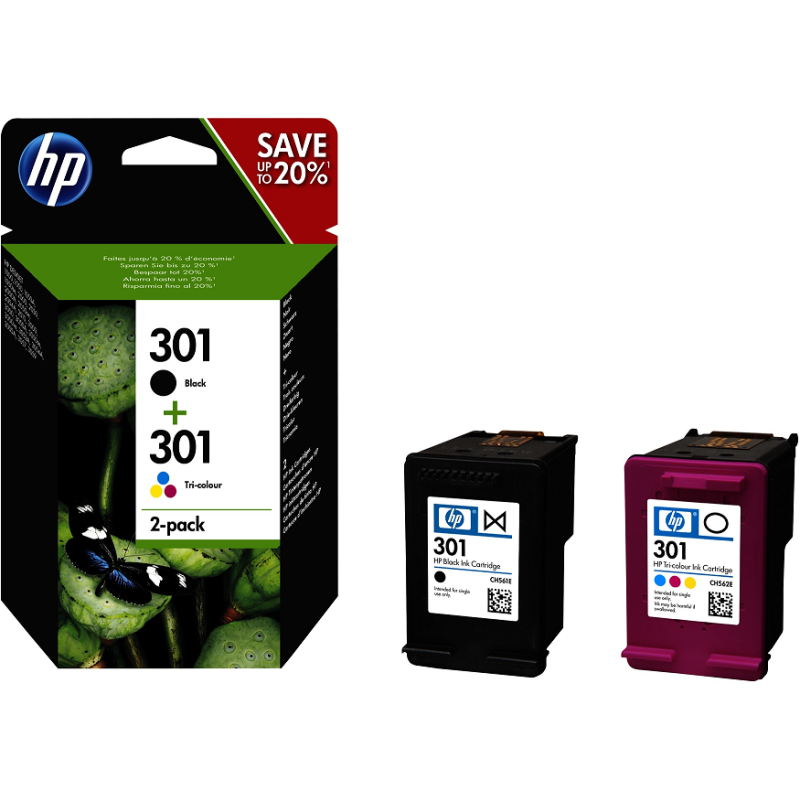 Multipack Cartucce HP 301 Nero e Colore Combo pack N9J72AE Multipack Cartucce HP 301 Nero e Colore Combo pack N9J72AE