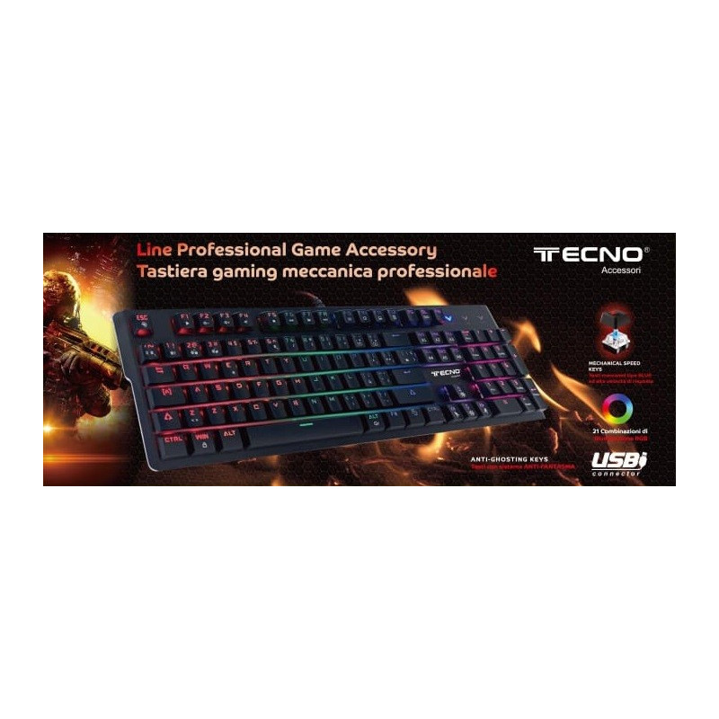 Tastiera Multimediale Gaming Tecno TC-PG541 Switch Meccanici Tastiera Multimediale Gaming Tecno TC-PG541 Switch Meccanici