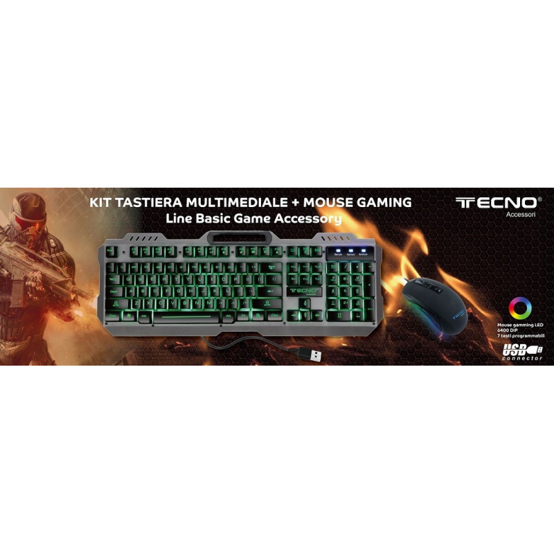 Kit Tastiera Multimediale + Mouse Gaming Tecno TC-BG2006 Kit Tastiera Multimediale + Mouse Gaming Tecno TC-BG2006