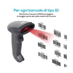 Lettore Barcode Scanner Laser 1D Wireless Bluetooth BC-06WBT