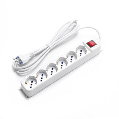 Multipresa Bipasso Schuko 6 posti 16A Bianca
