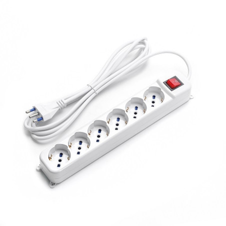 Multipresa Bipasso Schuko 6 posti 16A Bianca