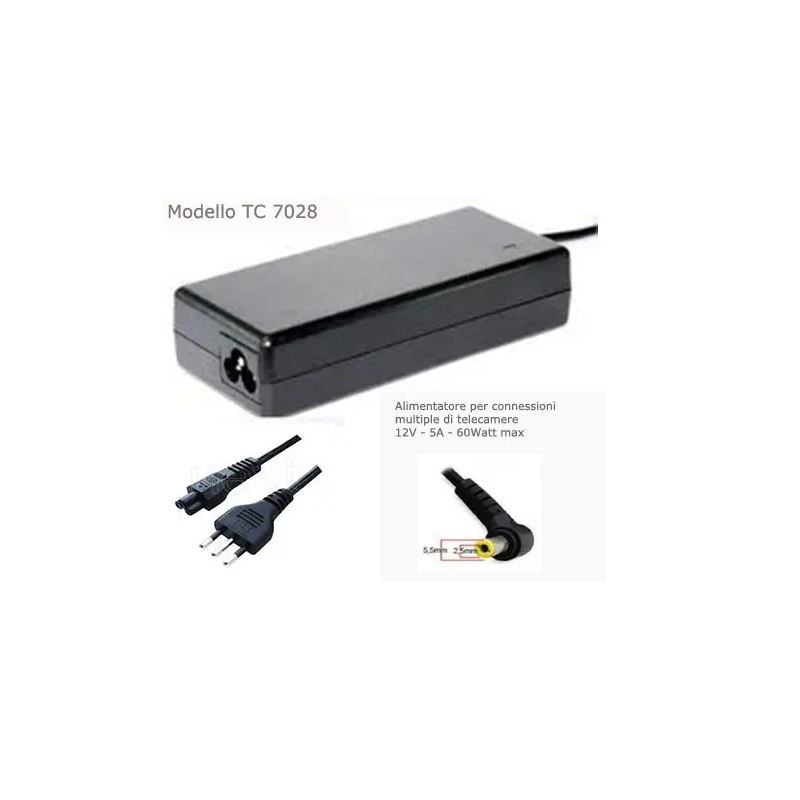 Alimentatore Stabilizz per telecamera TC-7028 12V 5A TN-6001 Alimentatore Stabilizz per telecamera TC-7028 12V 5A TN-6001