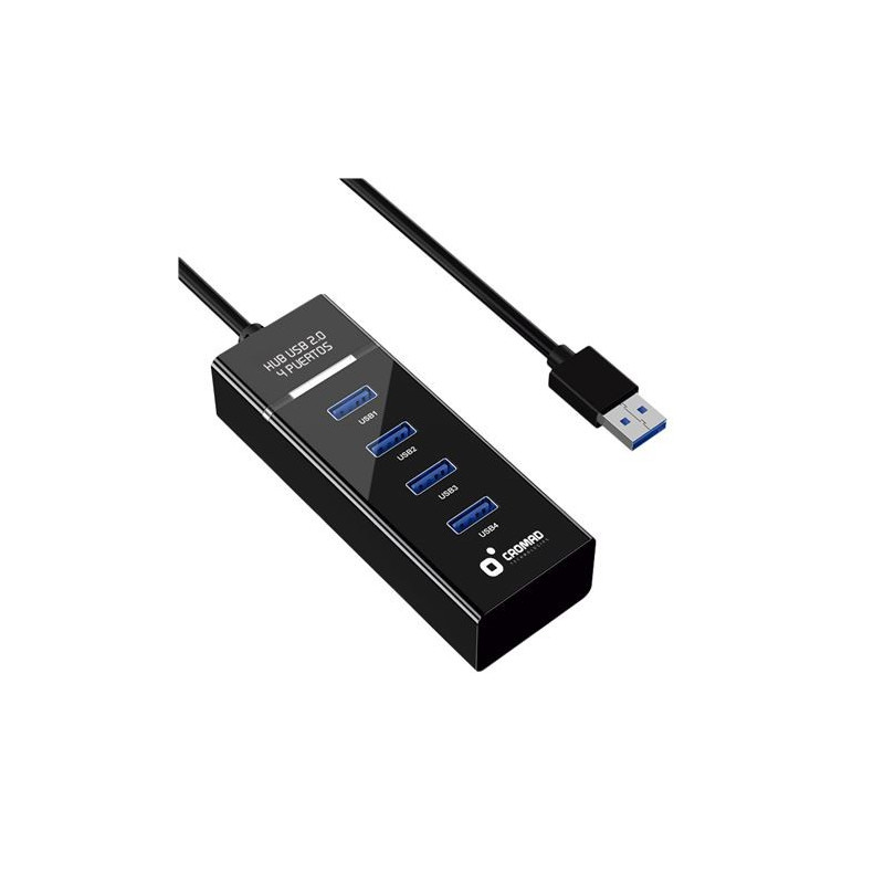 Hub USB 2.0 Cromad con 4 porte USB colore nero Hub USB 2.0 Cromad con 4 porte USB colore nero