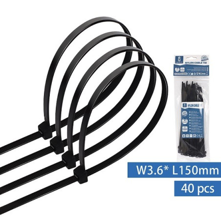 Fascette per cavi in nylon  conf  da 40PZ  3,6x150mm nere