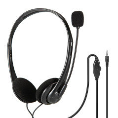 Cuffie stereo con microfono e controllo vol 1Jack 3,5mm Nero