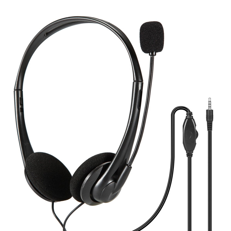Cuffie stereo con microfono e controllo vol 1Jack 3,5mm Nero Cuffie stereo con microfono e controllo vol 1Jack 3,5mm Nero