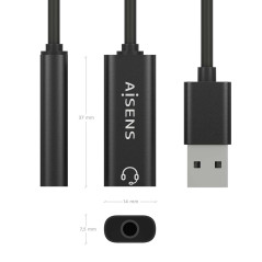 Convertitore audio da USB-A a Aisens 48KHz USB-A/M-JACK 3.5