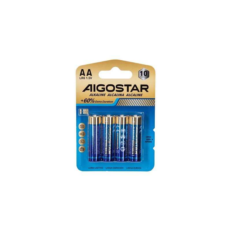 Batterie alkaline Aigostar AA LR6 1.5V Blister da 4PZ Batterie alkaline Aigostar AA LR6 1.5V Blister da 4PZ