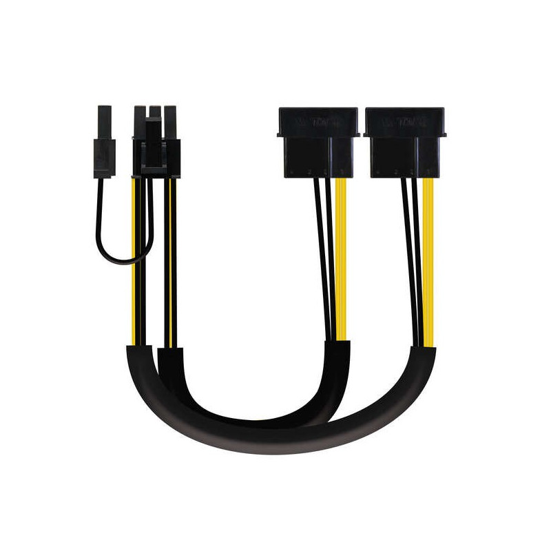 Cavo alim 2x Molex 4pin masch/PCI-E Molex 6+2pin masch 0,20m Cavo alim 2x Molex 4pin masch/PCI-E Molex 6+2pin masch 0,20m