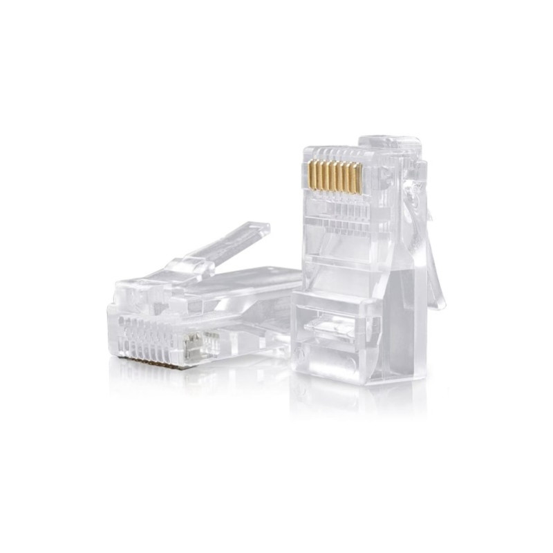 Connettori Vultech trasparenti passanti RJ45 Cat5E UTP 50pz Connettori Vultech trasparenti passanti RJ45 Cat5E UTP 50pz