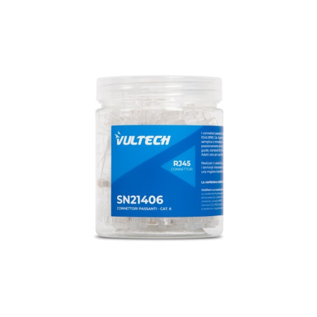 Connettori Vultech trsparenti passanti RJ45 Cat6 UTP 50pz